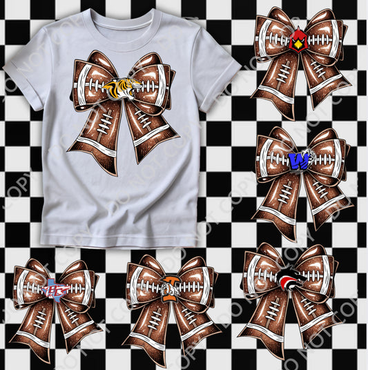 Glittery Football Bow with Mascot