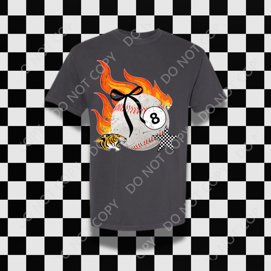 Baseball Flames 8ball