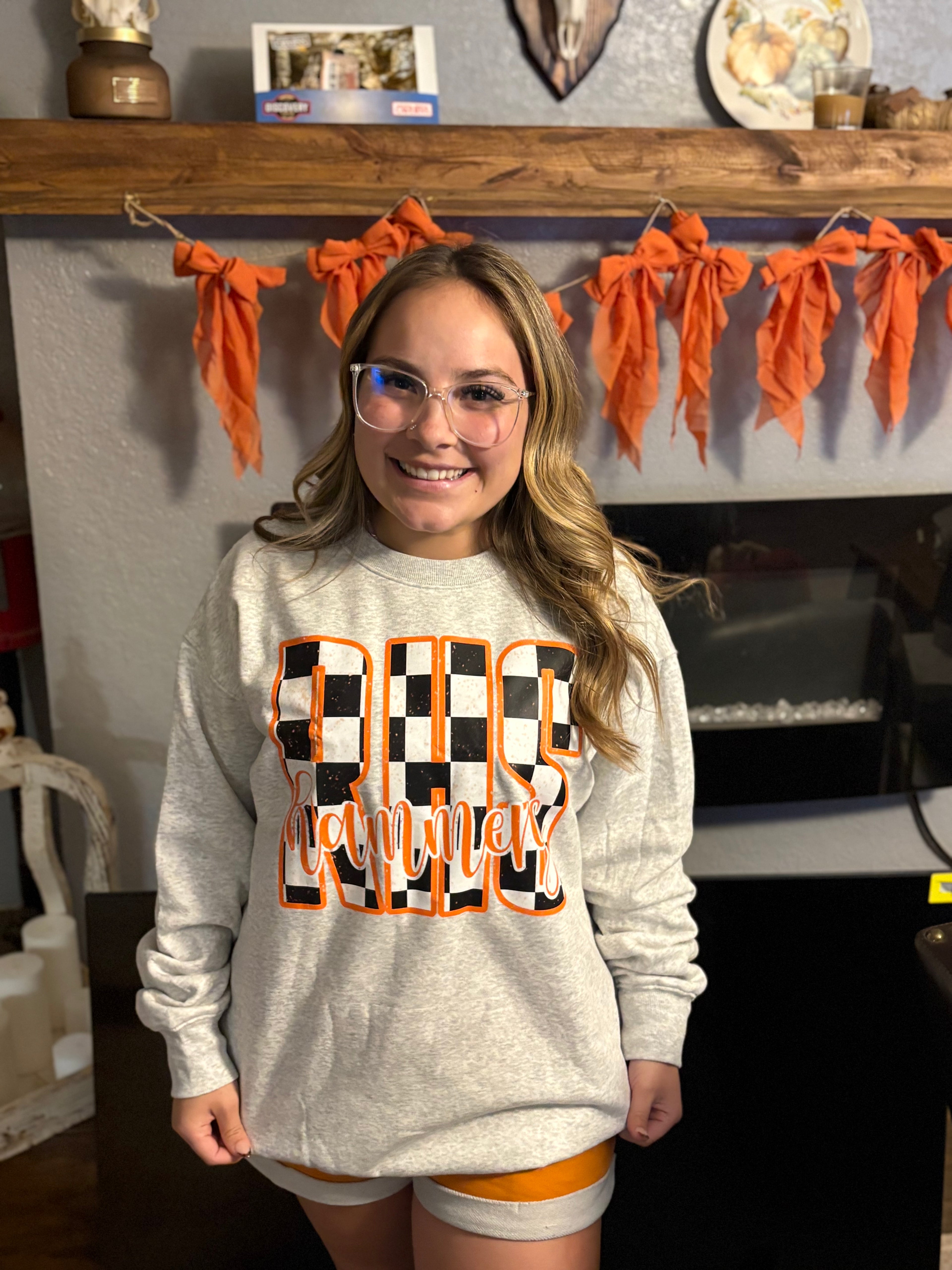 Checkered and Distressed Sweatshirt